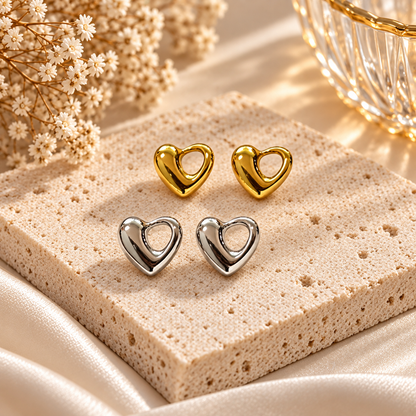 Puffy Heart Stud Earrings