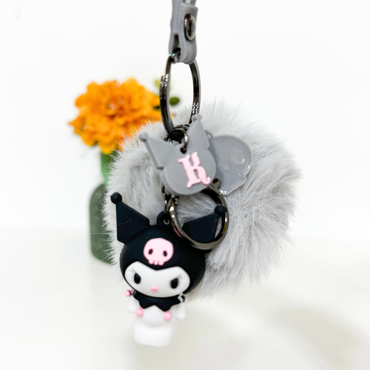 Kuromi PomPom Keychain ( Grey )