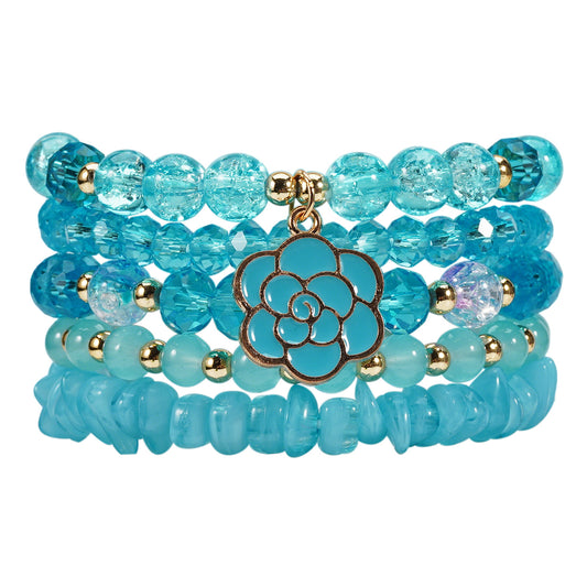Blue Rose Layered Bracelets