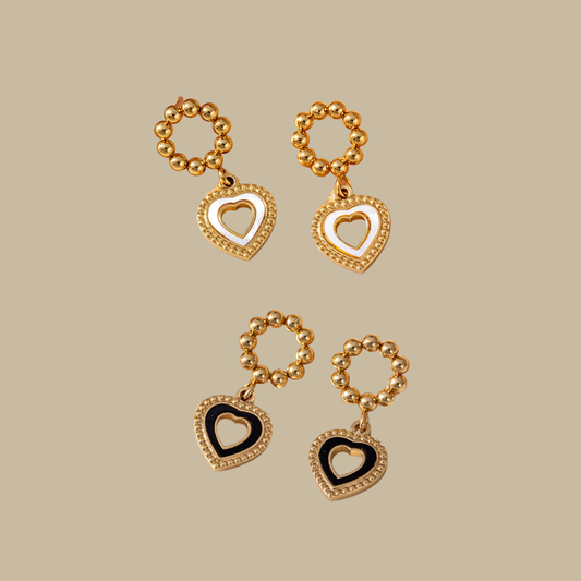 Beaded Heart Dangle Earrings