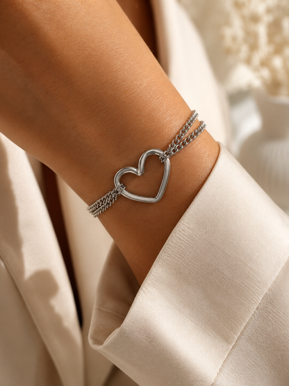 Open Heart Bracelet – Waterproof, Tarnish Resistant | Gold & Silver