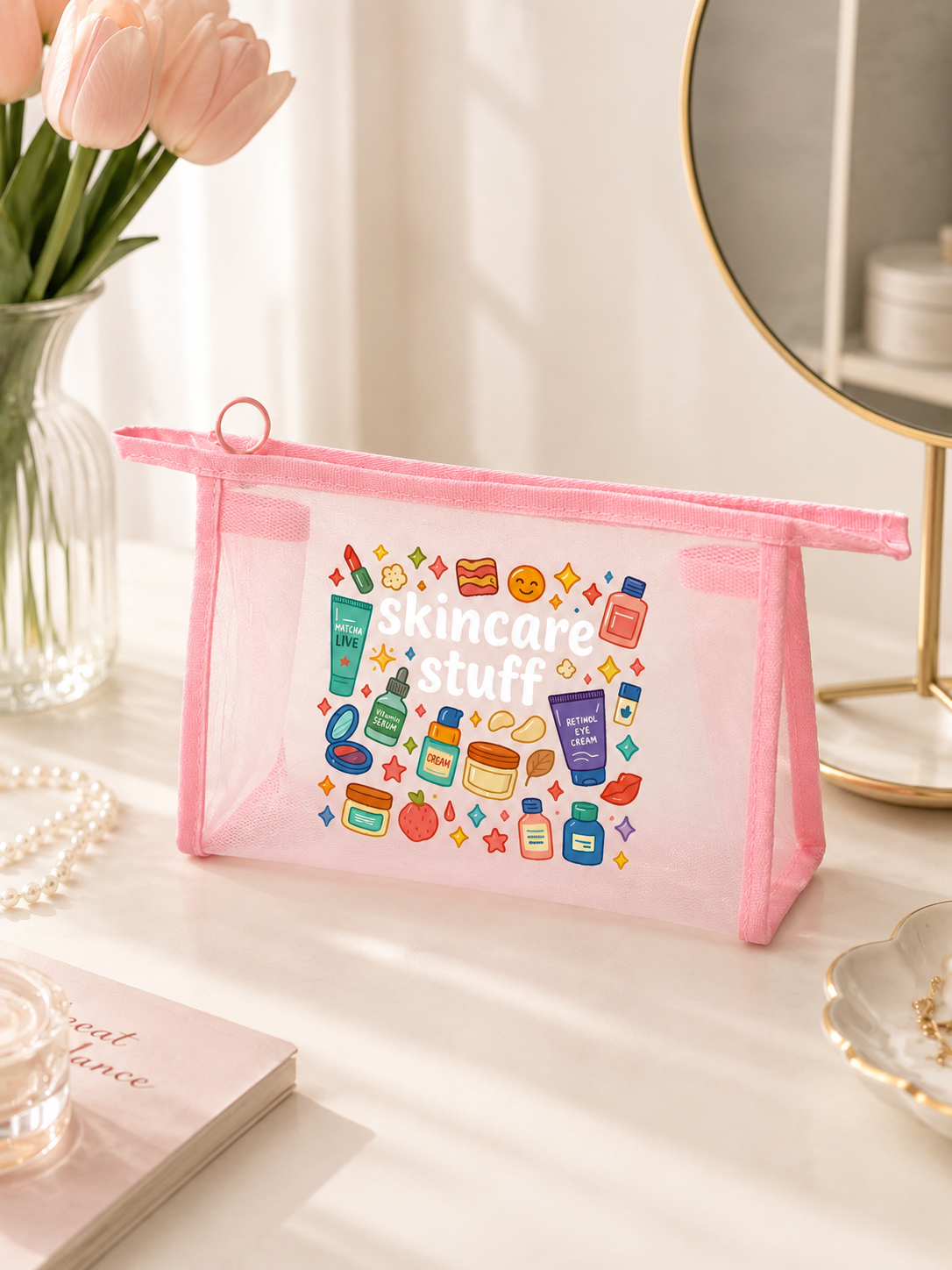 Skincare Stuff Mesh Zipper Pouch