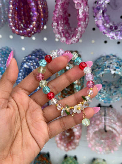 Daisy Crystal Charm Beaded Bracelet