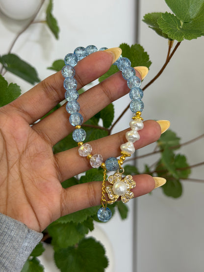 New Blue Theme Charm Beaded Bracelet