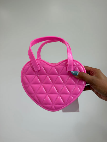 Quilted Heart Shaped Jelly Crossbody Chain Bag