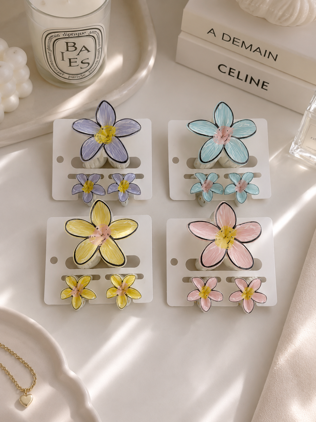 3 Piece Flower Hair Clip Set
