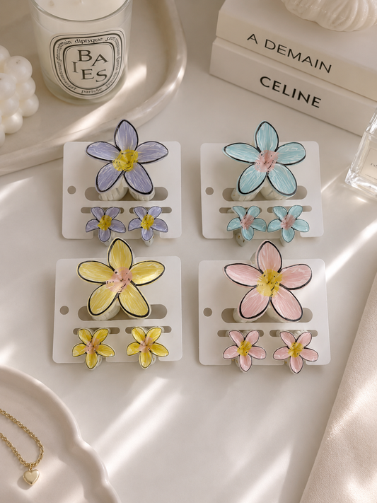 3 Piece Flower Hair Clip Set