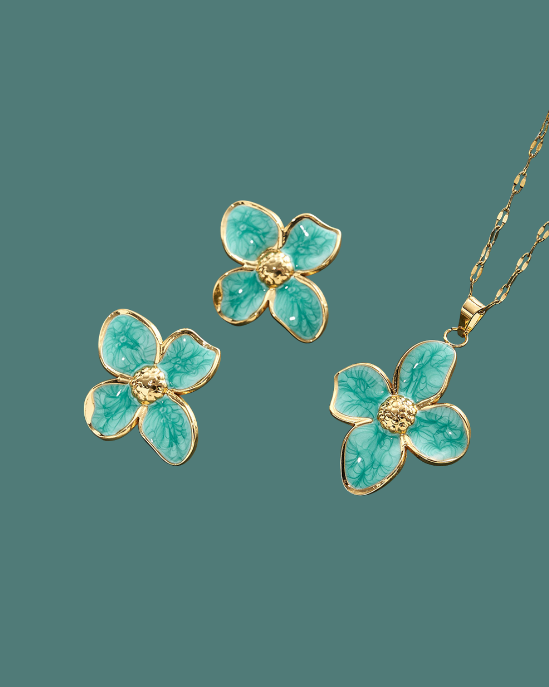 Petal Statement Necklace & Earrings Set ( 6 colors )