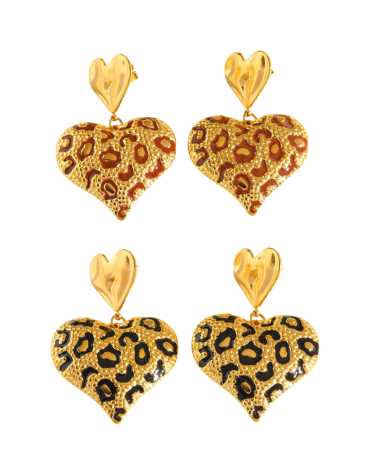 Leopard Heart Earrings