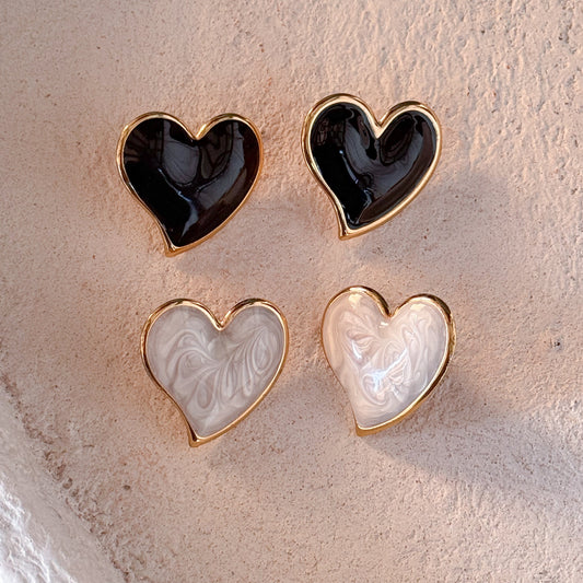 Chunky Heart Stud Earrings