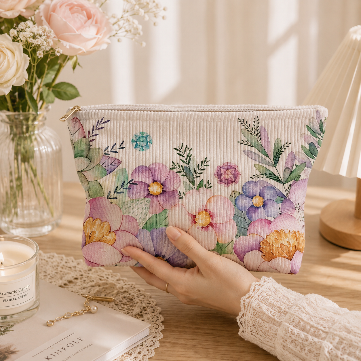 Floral Garden Makeup Bag