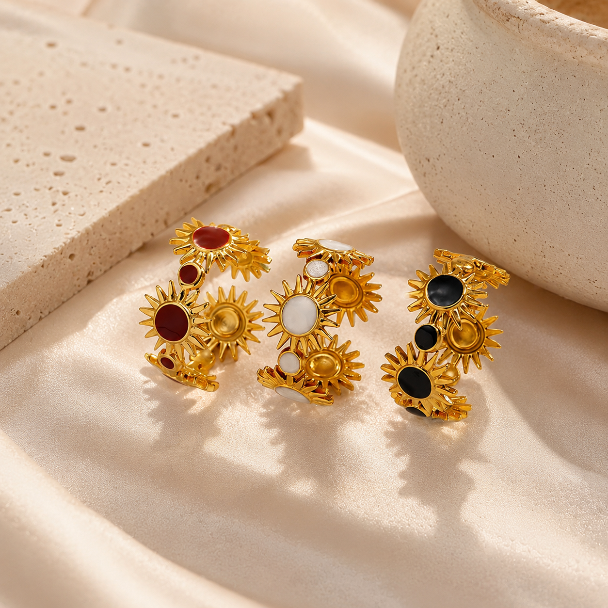 Golden Sunburst Ring | Tarnish Resistant B-44