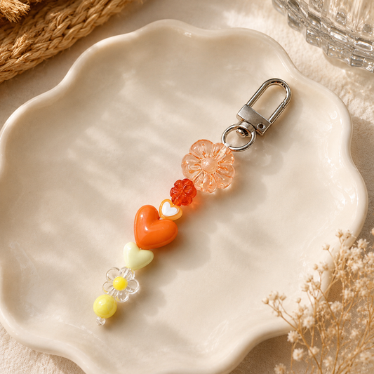 Orange Blossom Heart Bag Charm