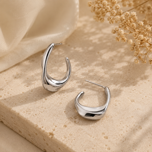 Willow Sculpted Hoop Earrings | Tarnish Resistant B-290