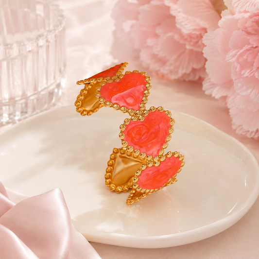 Red Heart Cuff Bracelet | Tarnish Resistant