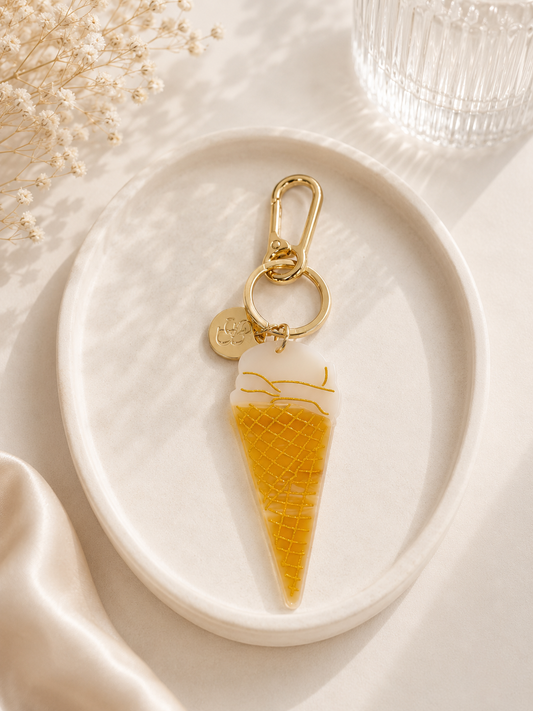 Vanilla Ice Cream Cone Acrylic Bag Charm