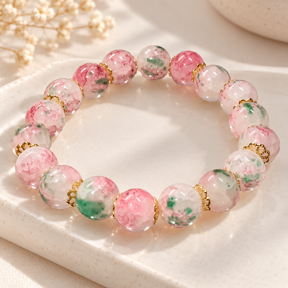 Rose Garden Glass Bead Bracelet