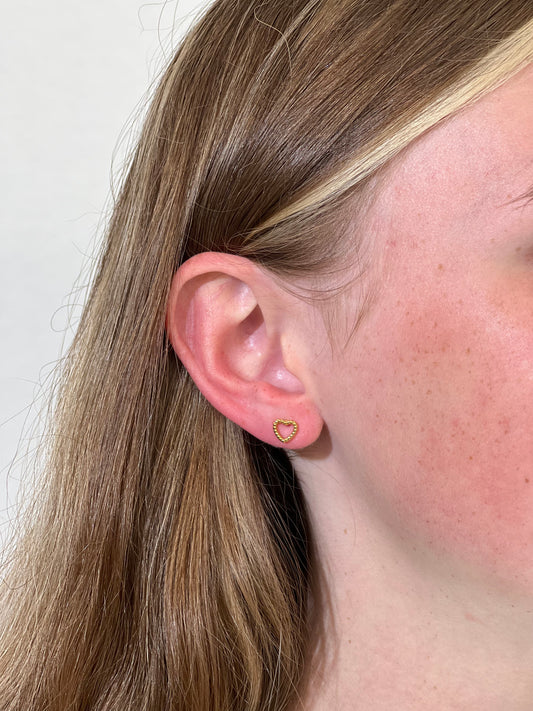 Bubble Heart Stud Earrings ( Non-Tarnish )