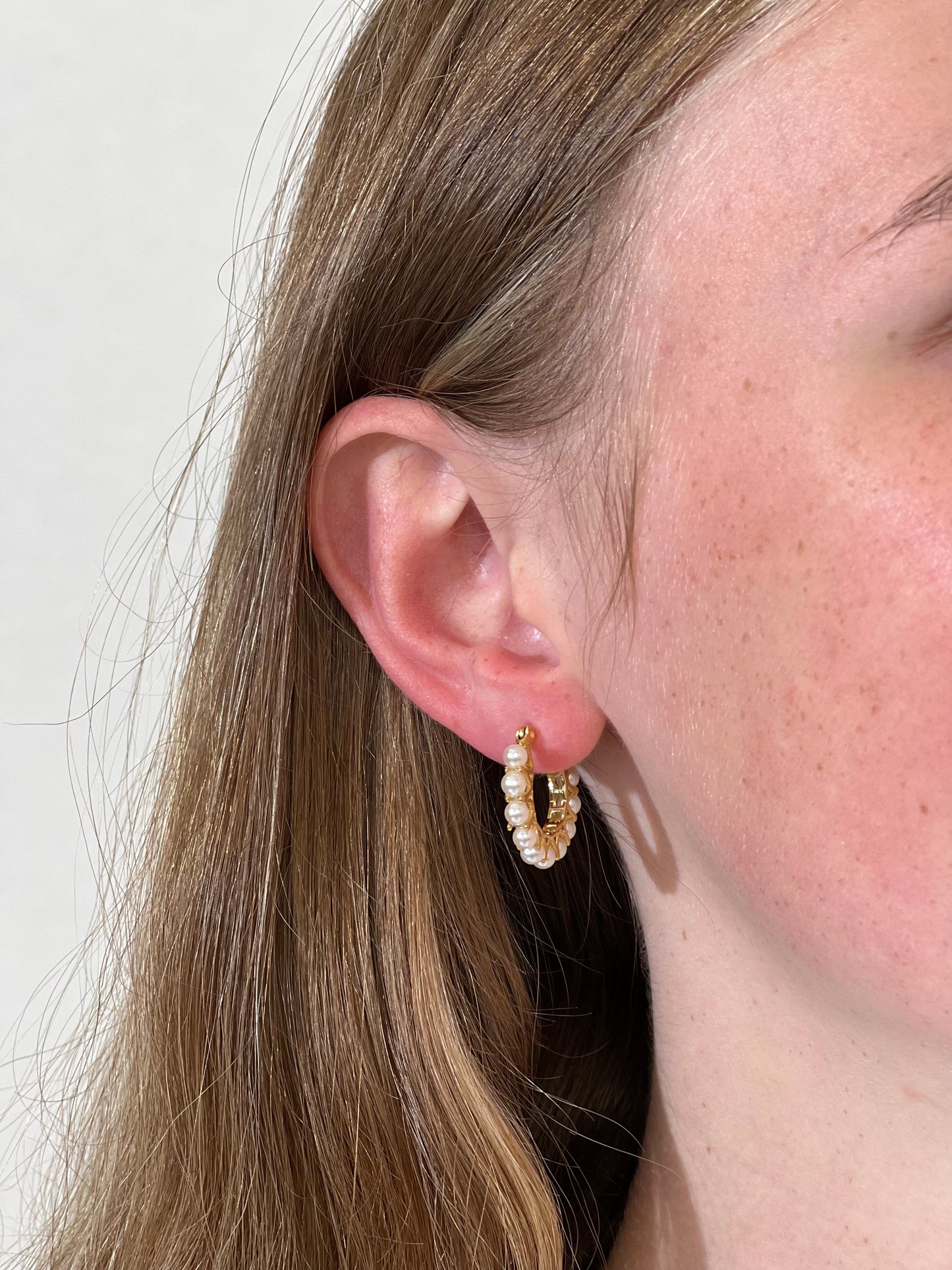 Pearl Hoop Earrings ( Non-Tarnish )