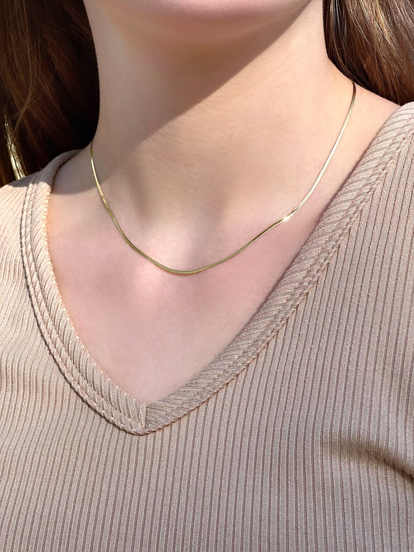 Sophia Thin Chain Necklace ( 18K solid gold )